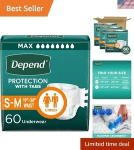 Protection with Tabs Adult Diapers, Small/Medium, 60 Count - Picture 1 of 10