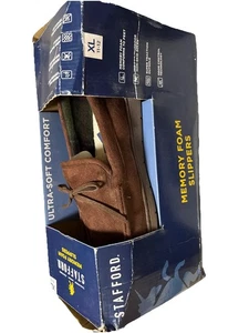 Stafford Herren Hausschuhe dunkelbraun Memory Foam Halbschuhe Hausschuhe XL (11-12) - Bild 1 von 10