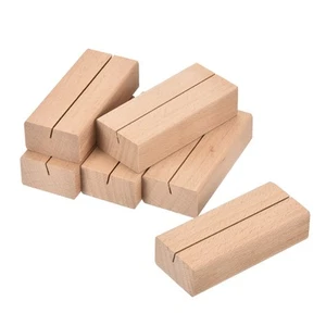 12Pcs Place Card Holders, Wood Sign Holders, 3.1" x 1.4" x 0.8", Light Brown - Picture 1 of 7