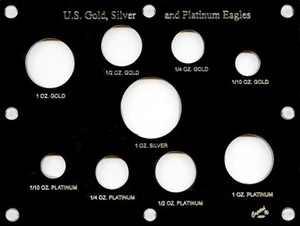 Capital Plastic 6" x 8" 9 Coin U.S. Gold, Silver and Platinum Eagle - Black - Picture 1 of 1
