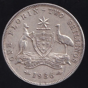 Australia 1936 One Florin 2/- George V - VF - Picture 1 of 3