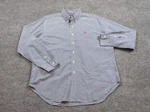 Ralph Lauren Shirt Mens XL Blue Check Cotton Button Classic Long Sleeve Business - Picture 1 of 8