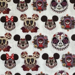 Mickey Coco Sugar Skull Day of the Dead Character Fabric Polycotton Fat Quarter - Picture 1 of 3