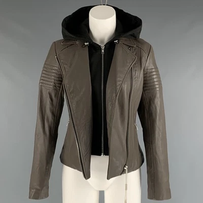 Chaqueta con Capucha SOIA & KYO Talla XS Gris Negro Cuero Materiales Mezclados Foto 1 de 4