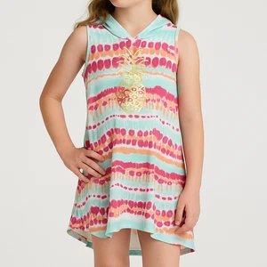 Girls Tie-Dye Hooded Pineapple Dress Sleeveless High-Low Hem Size 14/16 - Picture 1 of 12