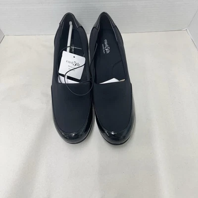 Zapatos de vestir East 5th EF ELANDER negros brillantes con tacón de cuña sin cordones para mujer talla 9 WD Foto 1 de 4