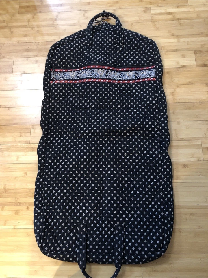 Vtg Vera Bradley Hanging Garment Bag Black W/Red Trim And Lining Quilted EUC - Image 1 of 4