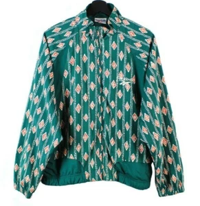 90s REEBOK vintage track jacket abstract design OG zip retro womens 40 M L - Picture 1 of 9