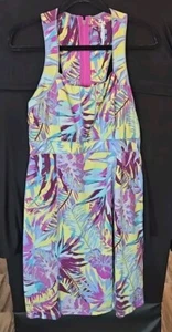 Title Nine Trouble Tropical Print Zip Activewear Dress Size 10 GUC!! - Picture 1 of 3
