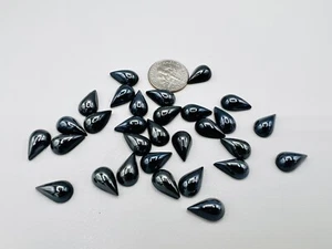 30 Pcs Vintage Dark Gray Glass Cabochons 8x13mm Pear Teardrop Jewelry Findings - Picture 1 of 7