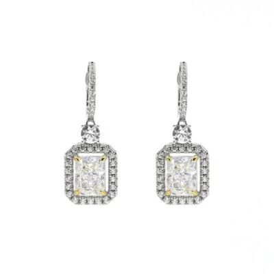 Pendientes colgantes de plata cristalina blanca de inspiración vintage de diseñador TheJewelryHut Foto 1 de 3