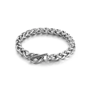 Silver Stainless Steel Handmade Braided Chain Bracelet 8mm 8.66'' For Mens Gifts - Picture 1 of 3