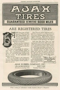 Pubblicità stampa d'epoca Ajax Tires 1917 Broadway New York - Foto 1 di 1