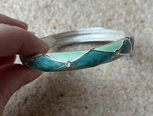Costume jewellery vintage green design bangle bracelet - Picture 1 of 4