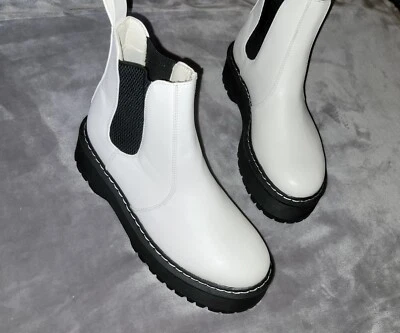 Forever 21 женщин размер 10 М туфли белый черный комфорт платформе Chelsea ботильоны - Изображение 1 из 4