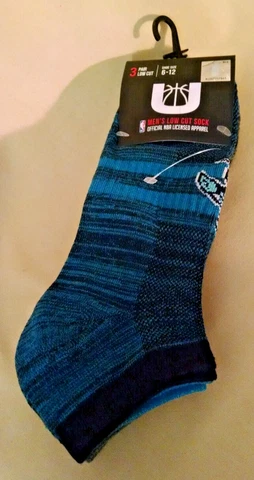 CHARLOTTE HORNETS SOCKS NEW SET 3 SHOE SIZE 6-12 LOW CUT BLUE BLACK GRAY NBA Cover