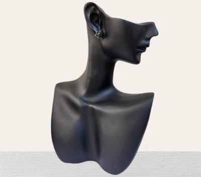 orecchini donna ragazza argento 925 rodiato anallergico fiore fiori zirconi neri - Immagine 1 di 3