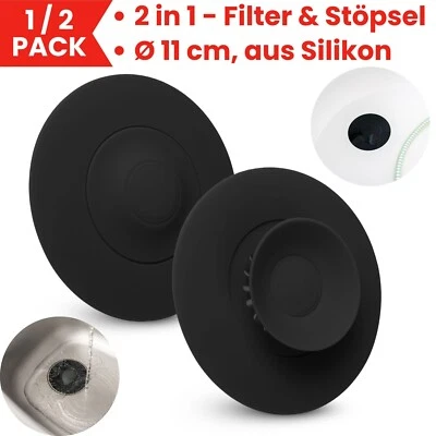 Universal Stöpsel Küche Bad Dusche Badewanne Spülbecken Abflussstopfen Sieb Set - Bild 1 von 4