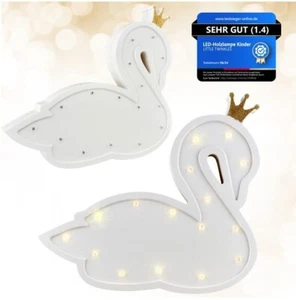 LED Nachtlicht Kinder Schwan Holz Lampe Leuchte Baby dimmbar Timer Wandlampe - Bild 1 von 12