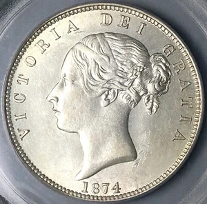 1874 PCGS MS 61 Victoria 1/2 Crown Great Britain OGH Silver Coin (24041102C) - Picture 1 of 6