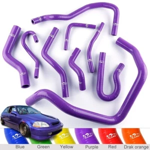 SILICONE RADIATOR HOSES KIT PURPLE ZAP FOR HONDA CIVIC D15 D16 SOHC EG/EK 92-00 - Picture 1 of 14