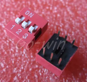 20PCS Red 2.54mm Pitch 3-Bit 3 Positions Ways Slide Type DIP Switch L3US - Picture 1 of 1