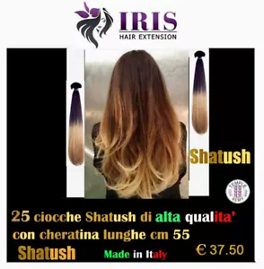 Extension Cheratina Shatush Iris 25 Ciocche capelli veri naturali Remy 55 cm - Imagen 1 de 7
