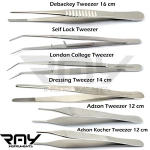 Medical Surgical Tweezers Dental Nursing Serrated Tips Cotton & Dressing Forceps - Picture 1 of 19