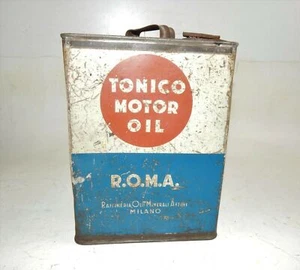 1960's TONICO MOTOR OIL R.O.M.A. CAN CONTAINER 1 GAL TIN 10x7.75x4.5" ITALY - Picture 1 of 7
