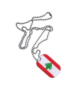 Dog Tag Fahne Flagge Libanon DogTag 3x5cm Kette mit Anhänger - Bild 1 von 1