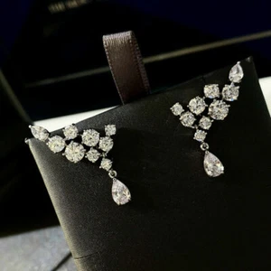 Moda Pendientes colgantes enchapados en plata para mujer circonita cúbica joyería creada en laboratorio - Imagen 1 de 5
