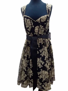 Jadore Short Party Dress - Formal, Wedding Gold Black 16, 18, Black Nude Size 14 - Picture 1 of 12