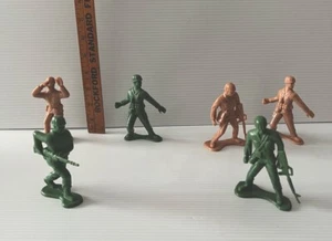 6 Greenbrier International Large 4" Plastic Army Men Toy Soldiers -Tan And Green - Picture 1 of 14