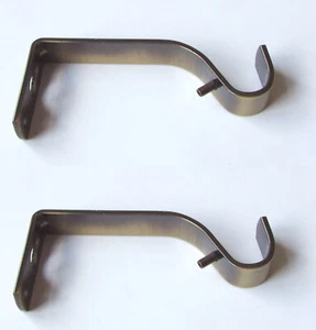 2 Wandhalter Metall messing antik für 16 mm Gardinenstange - Bild 1 von 2