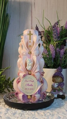 Kerze zur Taufe / Kommunion / Konfirmation / Geburt/ Handgemacht 22 cm - Bild 1 von 4