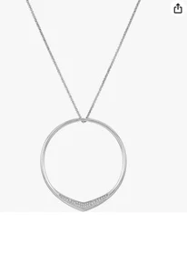 MICHAEL KORS Knife Edge SILVER Necklace Crystals Circle Pendant NWT - Picture 1 of 2
