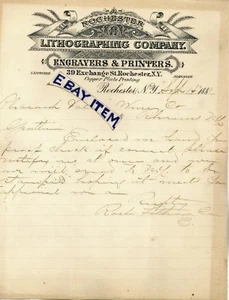 1881 LENNECKER Carta intestata ROCHESTER SOCIETÀ DI STAMPA LITOGRAFICA New York LITHO - Foto 1 di 1