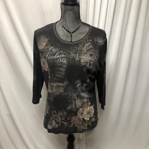 Cactus Vintage Top Womens Size Large Graphic Italy Print Y2K Shirt Cotton USA - Picture 1 of 7