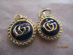GUCCI 2 ZIP PULL 18X15MM , gold tone, navy blue THIS IS FOR 2 - Picture 1 of 4