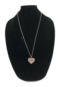 Coach Pave Crystal Heart Turnlock Pendant Gold Necklace 95386 