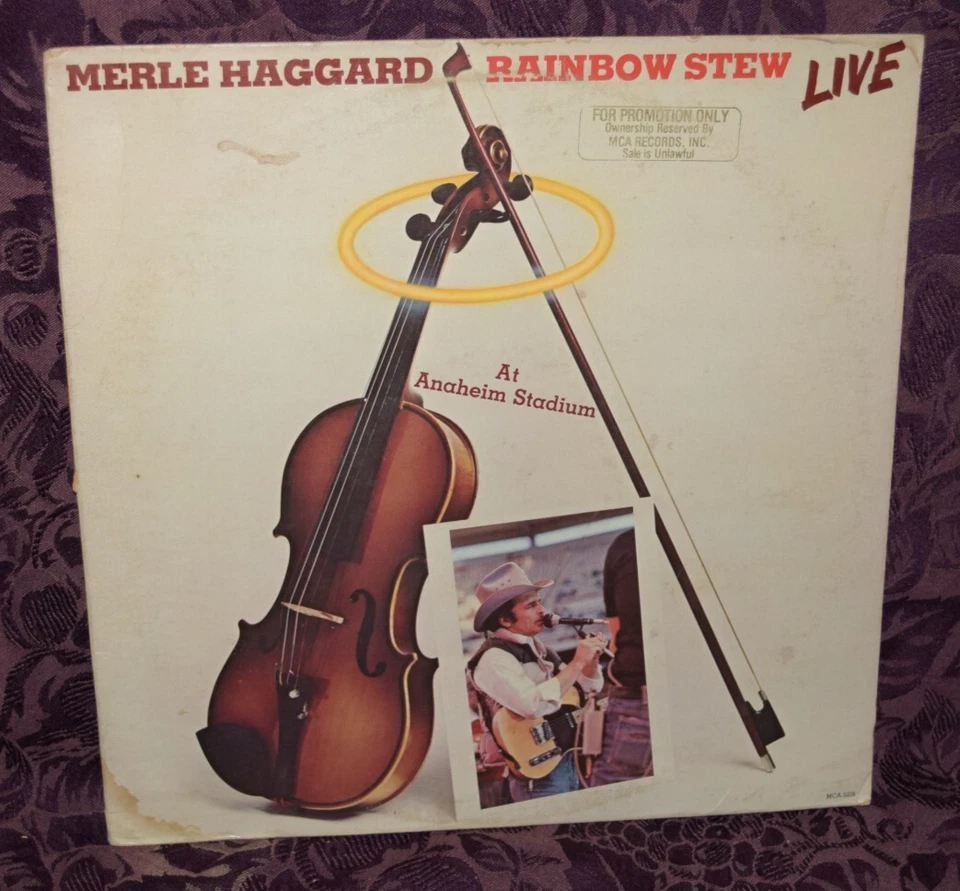 Merle Haggard, Rainbow Stew, Live at Anaheim Stadium VINYL  1981 MCA PROMO EX/VG - Image 1 of 4