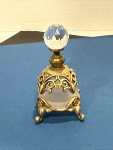 Botella de perfume de vidrio esmerilado ámbar con joyas jarra recargable de 3" ~ vacía - Imagen 1 de 13