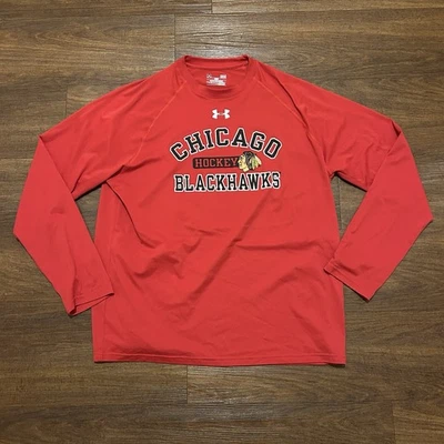 Chicago Blackhawks Shirt Under Armour Long Sleeve Red Men’s Size Large - Image 1 of 4