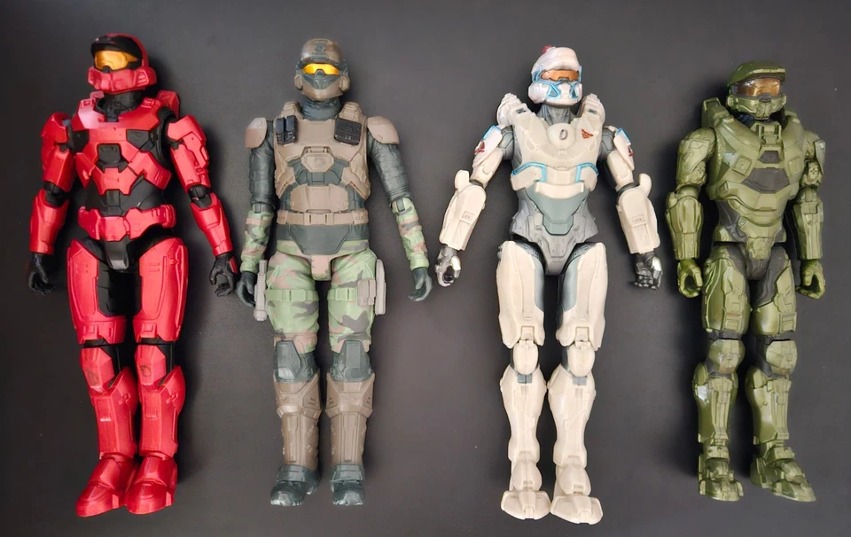 Lote de 4 figuras de acción Halo Master Chief Spartian Posable 2015 Mattel Microsoft Foto 1 de 4