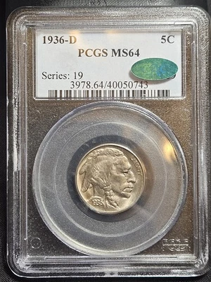 1936 D Buffalo Nickel PCGS MS64 CAC - Image 1 of 4