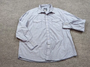 Wrangler Shirt Mens 2XL Blue Stripe Pearl Snap Long Sleeve Cowboy Western - Picture 1 of 8