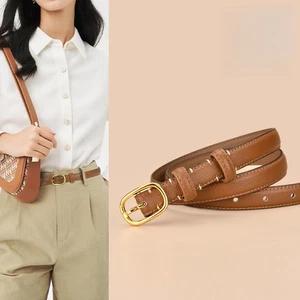 Women Fashion Real Leather Adjustable Buckle Light Skinny Waistband Jeans Belts - Picture 1 of 24