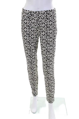 Pantalones ajustados Diane Von Furstenberg para mujer de algodón geométricos de tiro medio blancos talla 4 Foto 1 de 4