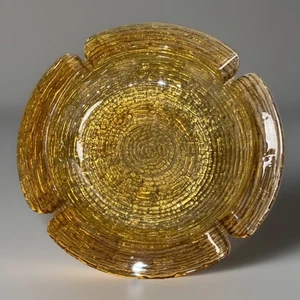 Vintage Anchor Hocking - Bernsteinfarben - 9" breiter Glas Aschenbecher MCM - Bild 1 von 5