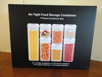 7 PCS Airtight Food Storage Containers & Lids Plastic Canisters - Image 1 of 3